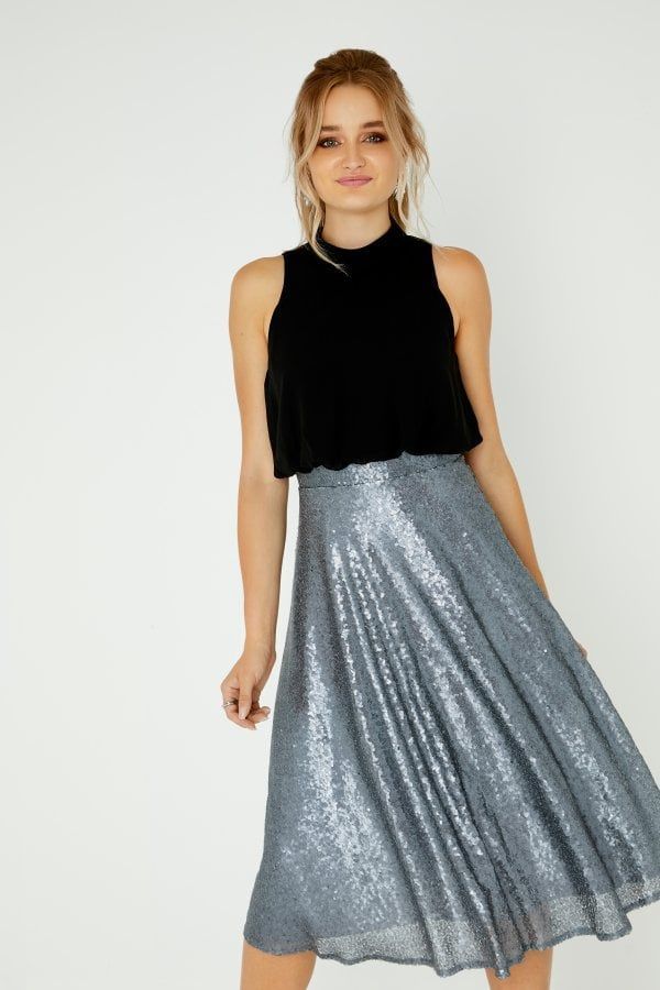 Celine Sequin Skirt Dress size: 10 UK, colour: Grey