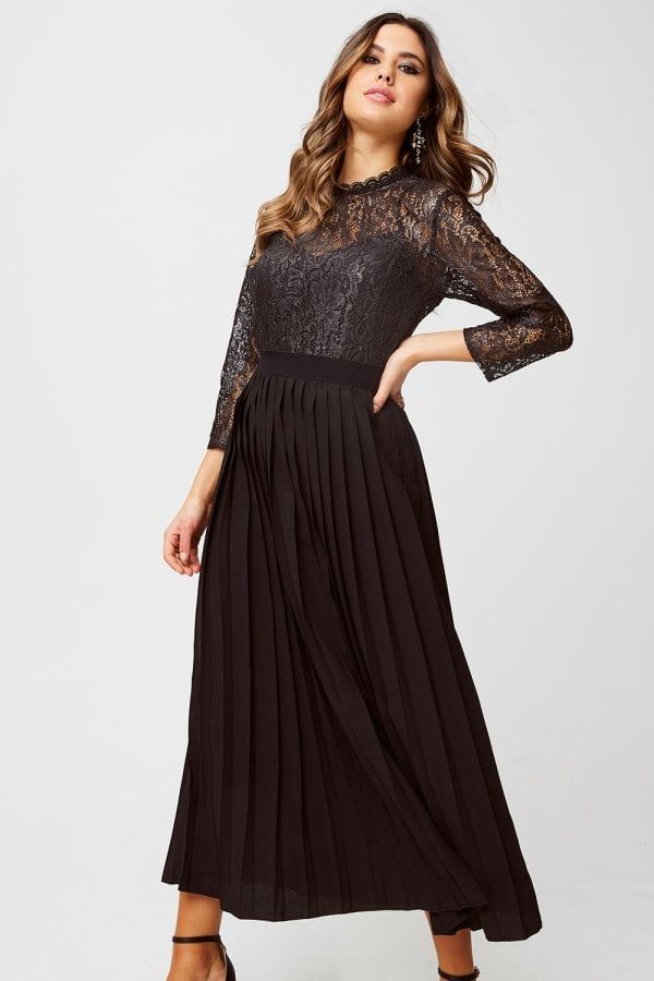 Amelia Black Foiled Lace Midaxi Dress size: 10 UK, col
