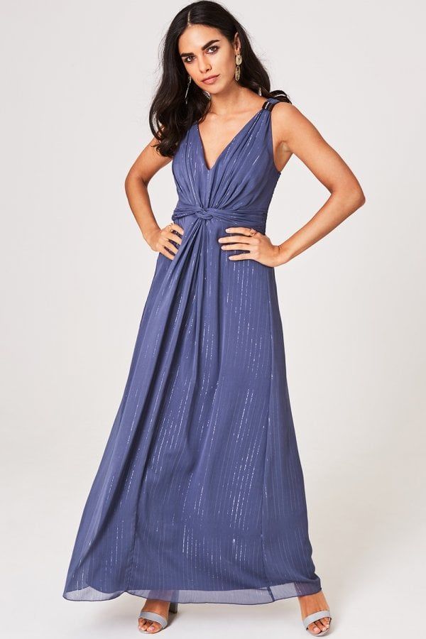 Anais Lavender Grey Ring Detail Maxi Dress size: 10 UK