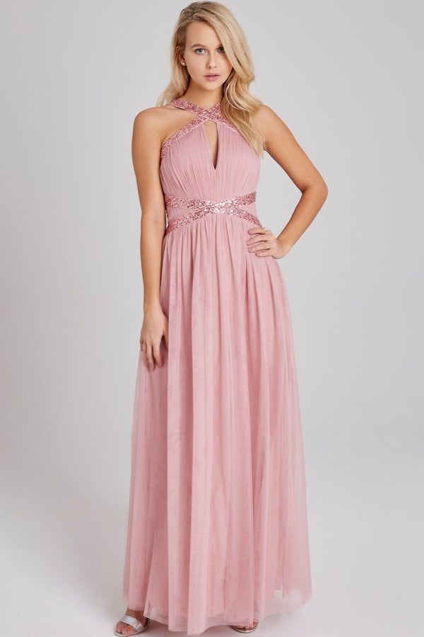 Edith Rose Sequin-Trim Maxi Dress size: 10 UK, colour: