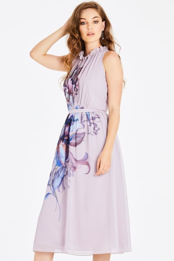 Corina Floral Midi Dress With Frill size: 10 UK, colou