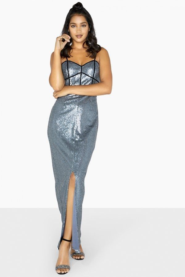 Celine Sequin Maxi  Dress With Binding size: 10 UK, co