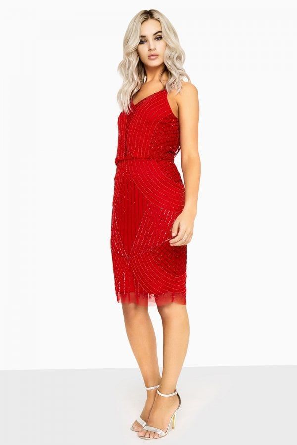 Alexis Beadwork Cami Midi Dress size: 10 UK, colour: R