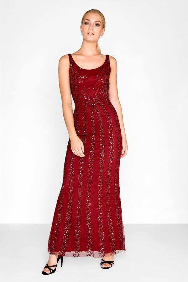 Burgundy Sequin Maxi size: 10 UK, colour: Burgundy