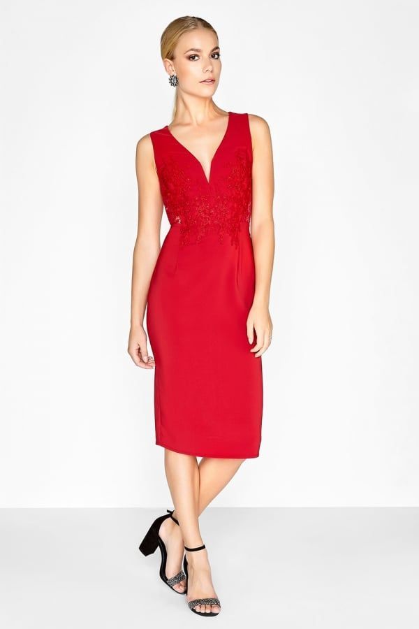 Crimson Lace Dress size: 10 UK, colour: Red