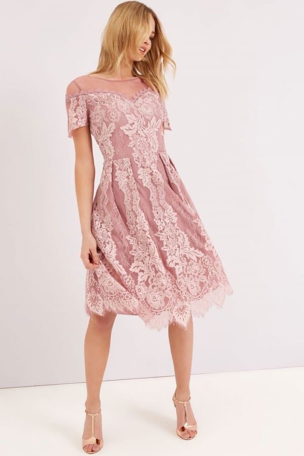 Dusty Pink Lace Dress  size: 10 UK, colour: Pink