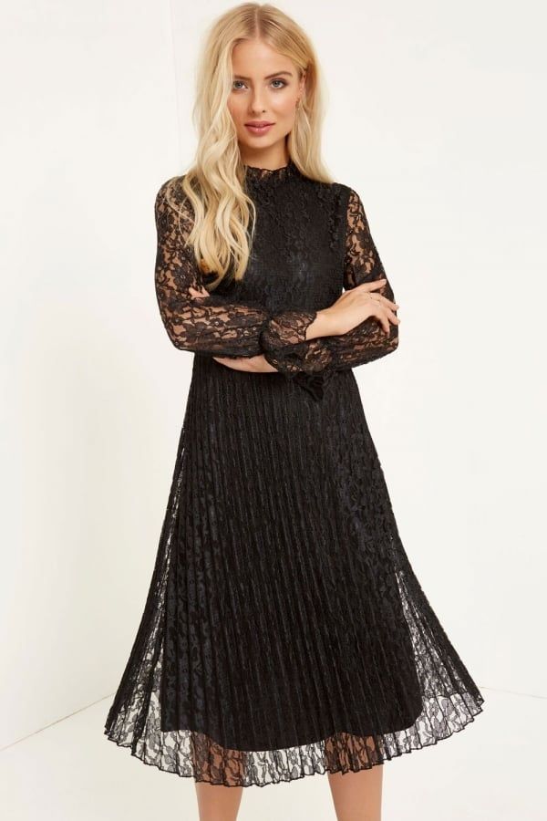 Black Lace Midi Dress  size: 10 UK, colour: Black