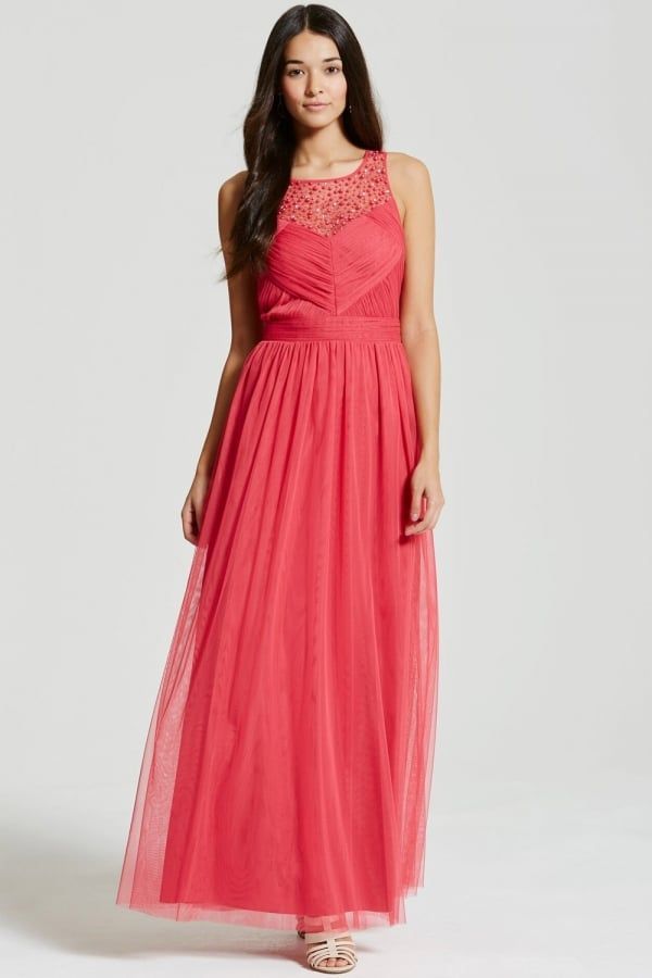 Cherry Embellished Pleat Detail Maxi Dress size: 10 UK