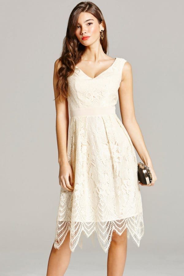 Cream Lace Prom Dress size: 10 UK, colour: Cream