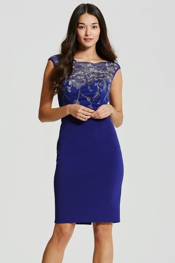Cobalt and Gold Embroidered Dress size: 10 UK, colour:
