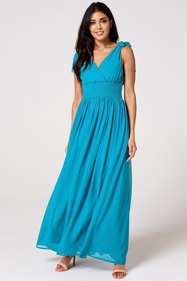 Aries Blue Jewel Plunge Maxi Dress size: 10 UK, colo