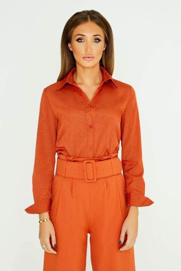 Classic Shirt In Burnt Orange size: 10 UK, colour: Burnt