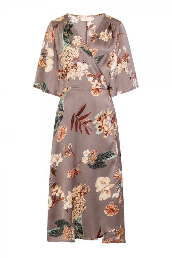 Daydreamer Kimono Sleeve Dress size: M/L, colour: Grey Print