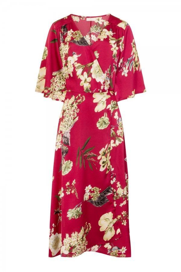 Daydreamer Kimono Sleeve Dress size: M/L, colour: Red/ Print