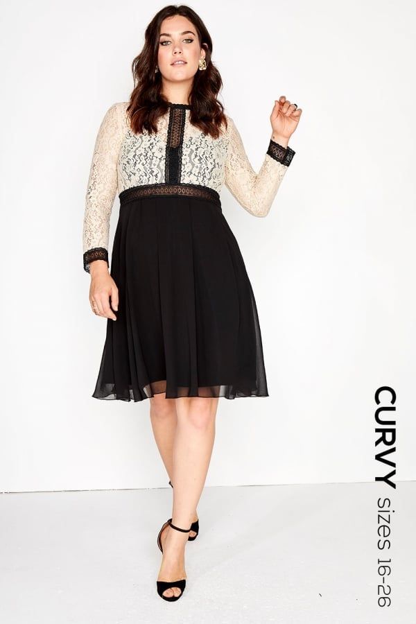 Cream Lace Dress size: 16 UK, colour: Black / Be