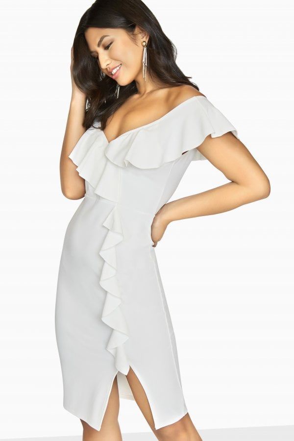Silhouette Ruffle Dress size: 10 UK, colour: White