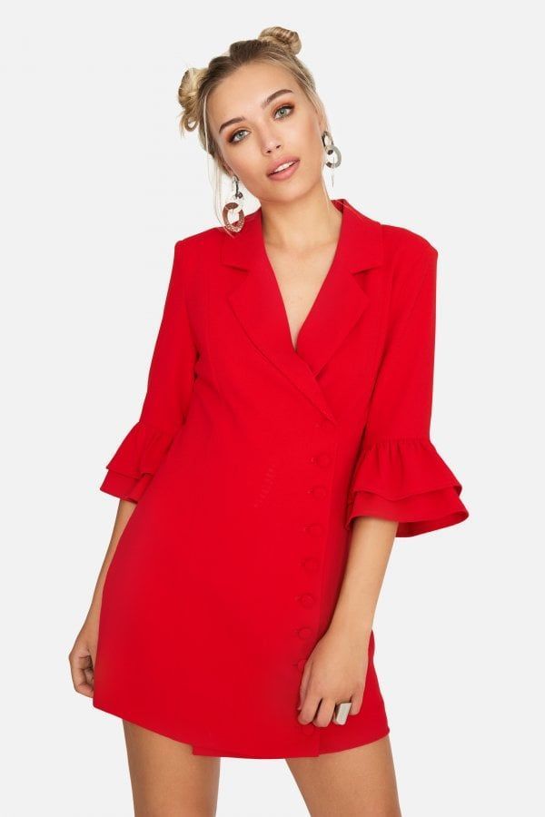Lipa Button Front Blazer Dress size: 10 UK, colour: Red