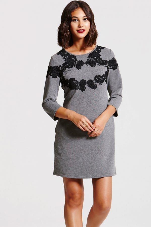 Grey and Black Jumper Dress size: 10 UK, colour: Grey