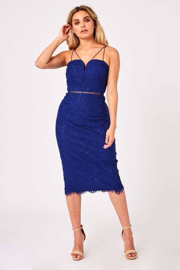 Midas Touch Cobalt Lace Sweetheart Dress size: 10 UK, co