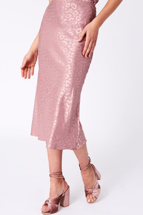 Maple Pink Leopard Satin Slip Skirt Co-ord size: 10 UK,