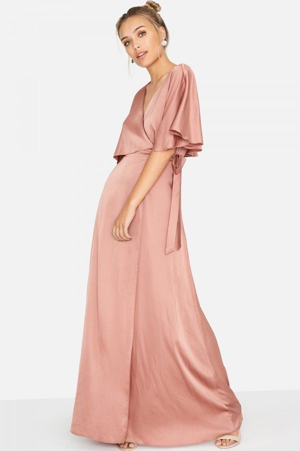 Les Nuits Satin Wrap Dress size: 10 UK, colour: Pink