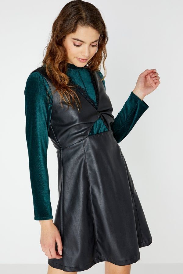 Olympe Twist Front Leather Dress size: 10 UK, colour: Bl