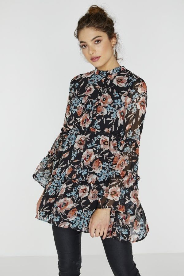Florean Tiered Smock Dress In Floral size: 10 UK, colour