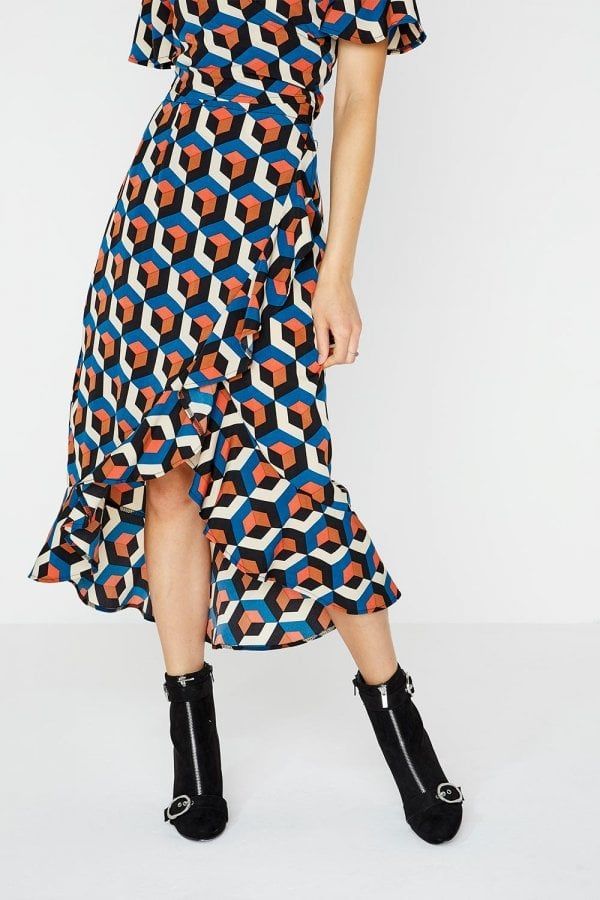 Ludo Wrap Skirt  In Geo Print size: 10 UK, colour: Multi