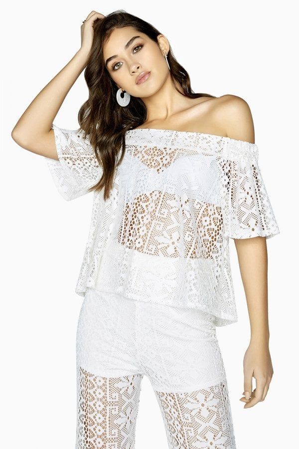 Marlin Lace Off The Shoulder Top size: 10 UK, colour: Wh