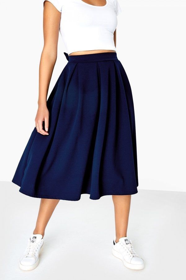 Kennedy Bow Back Pleated Skirt size: 10 UK, colour: Navy