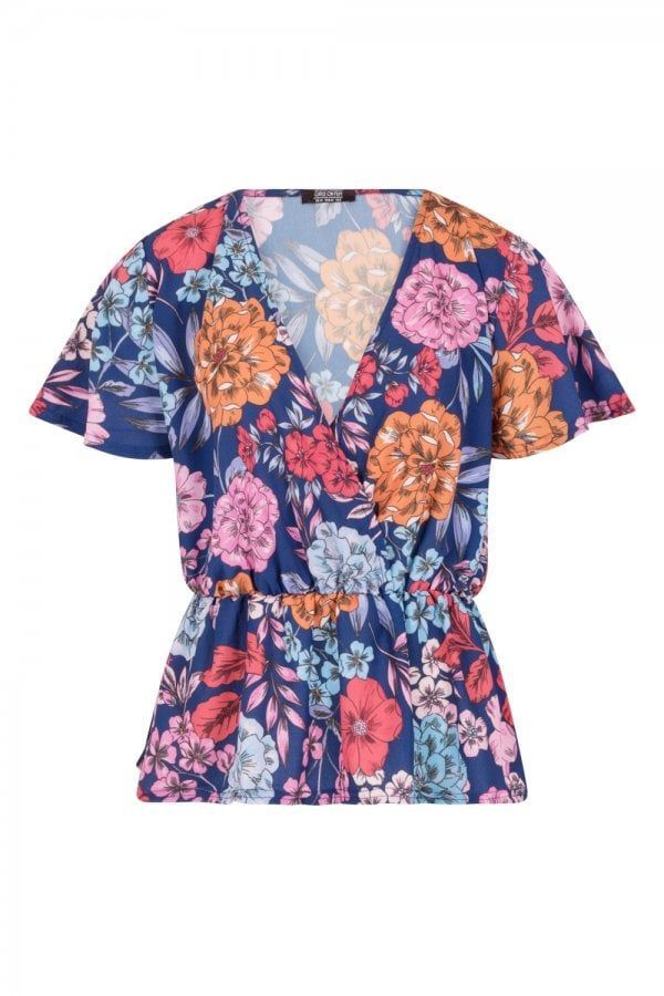 Jackson Mock Wrap Blouse In Bold Floral size: 10 UK, col