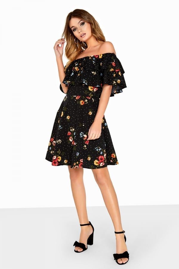 Multi Print Bardot Dress size: 10 UK, colour: Print