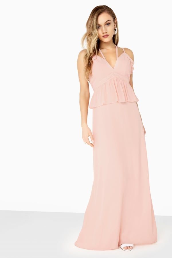 Frill Front Detail Chiffon Strappy Maxi size: 10 UK, col