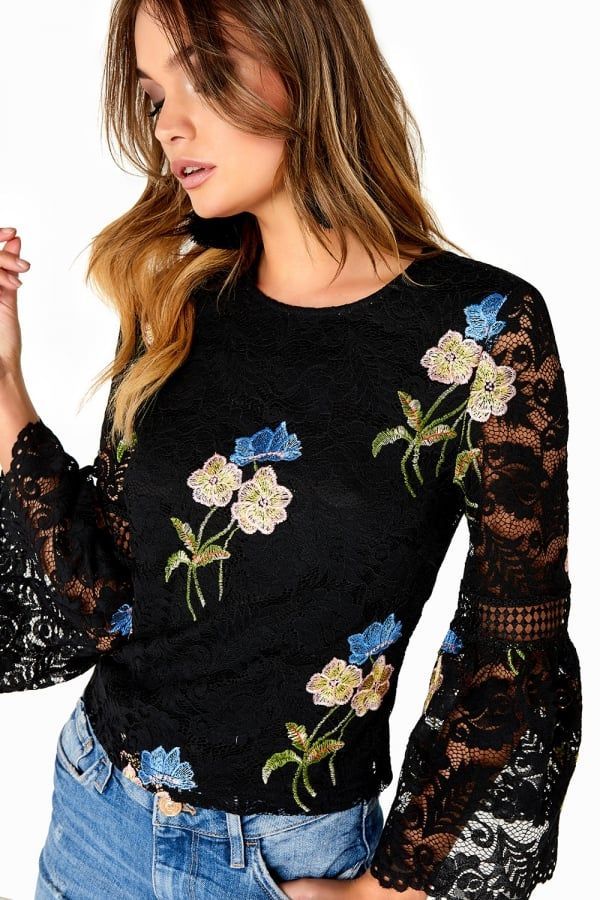 Embroidered Top size: 10 UK, colour: Print