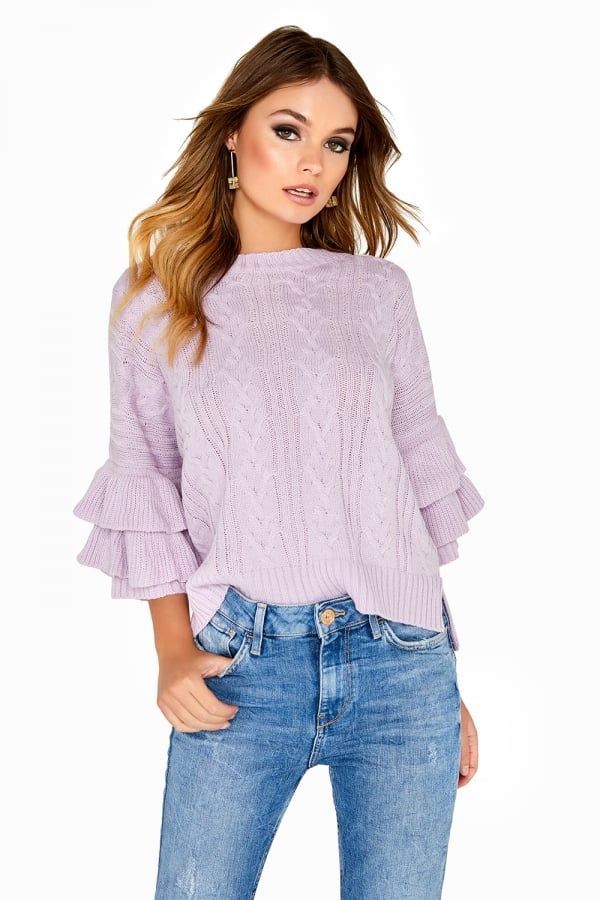 Frill Sleeve Knit size: 10 UK, colour: Lilac