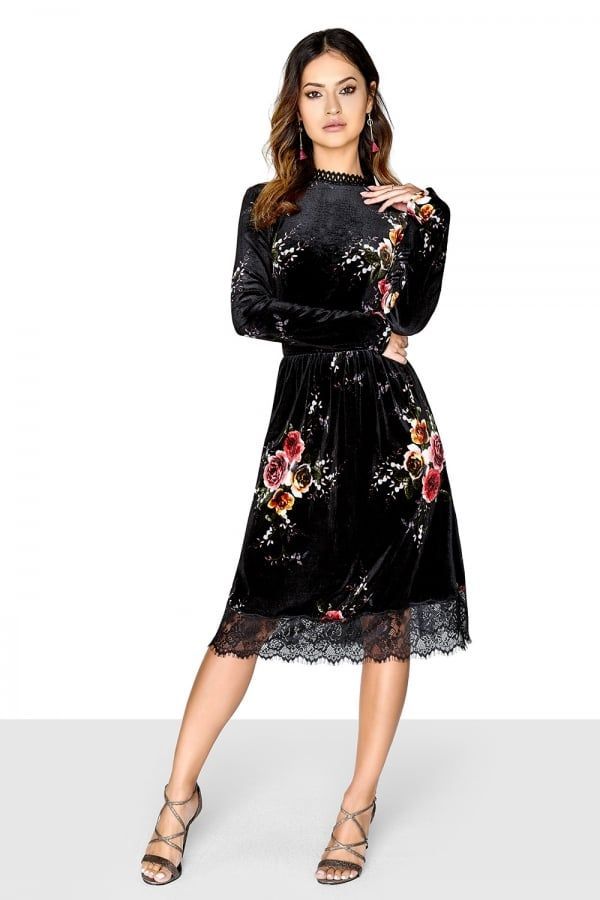 Lace Midi Dress size: 10 UK, colour: Black