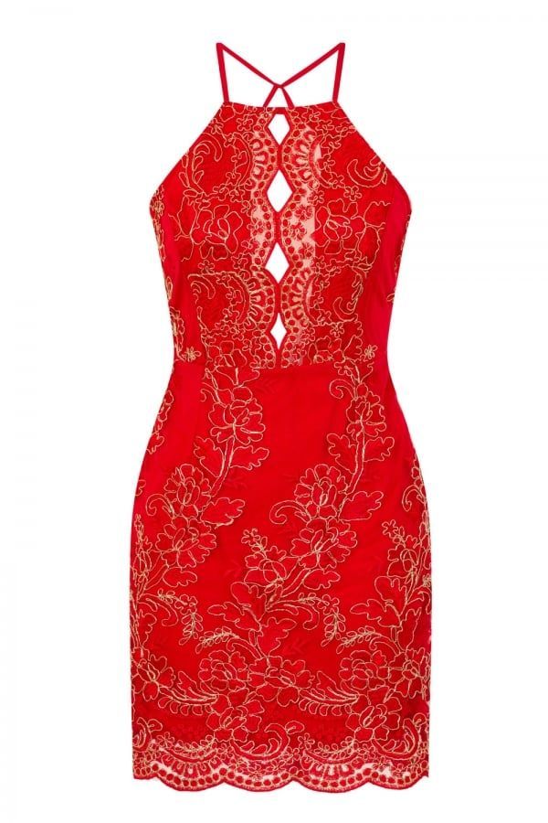 Red Lace Bodycon size: 10 UK, colour: Red