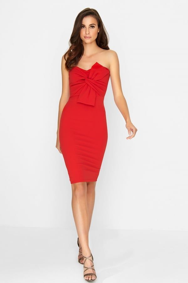 Red Bow Dress size: 10 UK, colour: Red