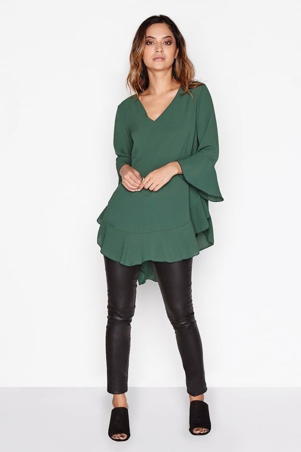 Emerald Frill Top size: 10 UK, colour: Green