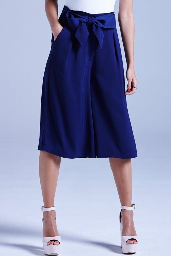 Navy Bow Front Culottes size: 10 UK, colour: Navy