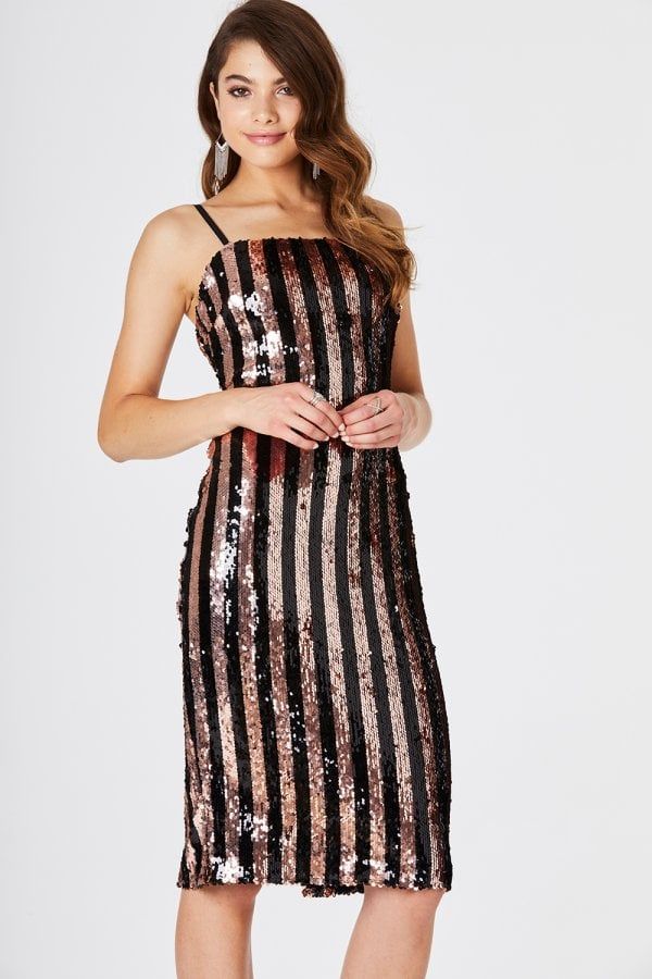 Sequin Stripe Bodycon Dress size: 10 UK, colour: Mu
