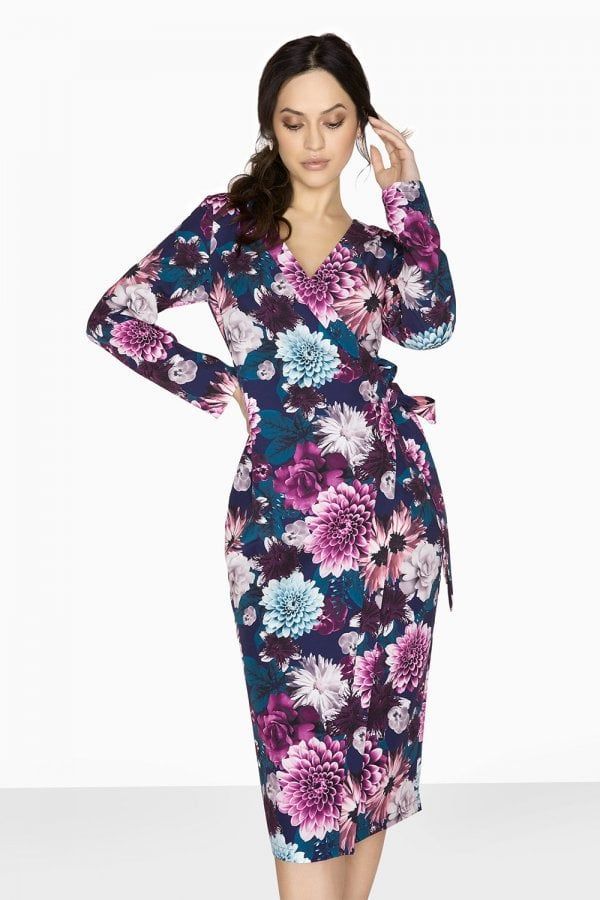 Paxton Wrap Dress In Bright Floral size: 10 UK, colour: Fl