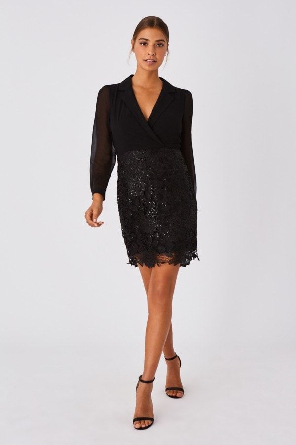 Juniper Black Shirt And Lace Mini Dress size: 10 UK, colou