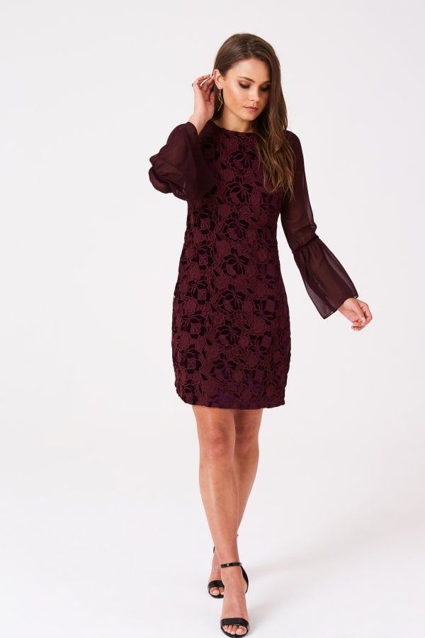 Vestby Shift Dress With Velvet Lace size: 10 UK, colour: W