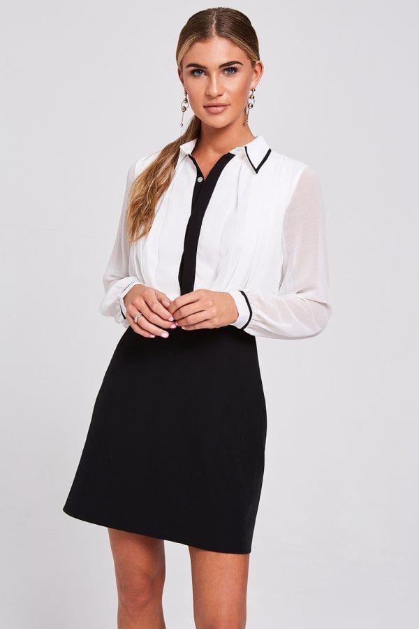 Mirada Monochrome Shirt Dress size: 10 UK, colour: Black /