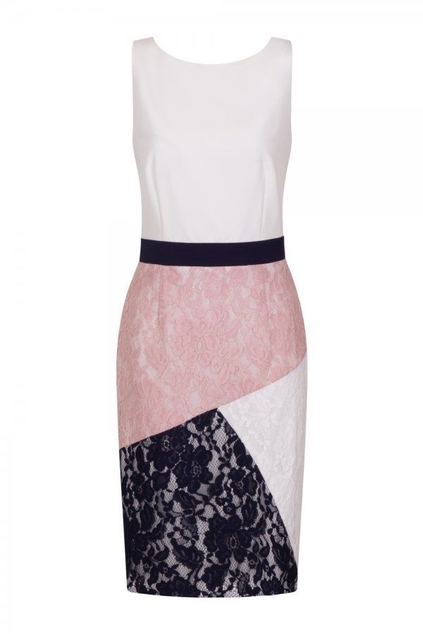 Multi Panel Dress size: 10 UK, colour: Navy /Cream / Rose