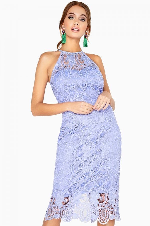 Provence Crochet Lace Halter Dress size: 10 UK, colour: Bl
