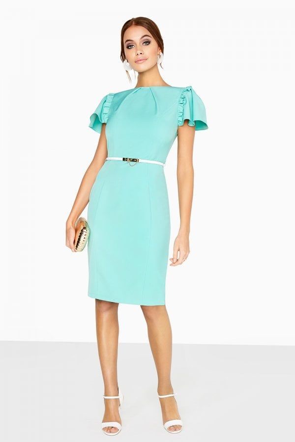 Grenoble Pleat Neck Dress size: 10 UK, colour: Aqua