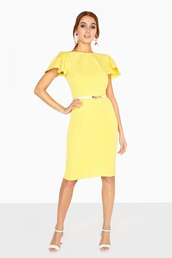 Grenoble Pleat Neck Dress size: 10 UK, colour: Yellow