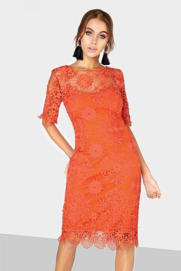 Orange Lace Dress size: 10 UK, colour: Orange
